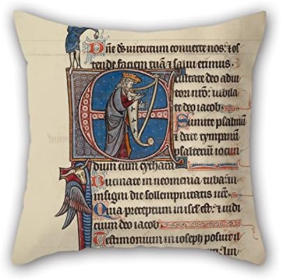 Oil Painting Bute Master (Franco-Flemish, Active About 1260 - 1290) - Initial E- David Playing The Harp And A Man Heaving A Rock Throw Cushion Covers 16 X 16 Inches / 40 By 40 Cm Best Choice For T