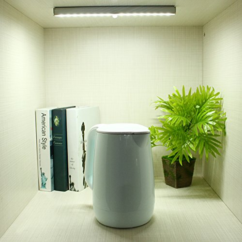 Closet Light, SOLMORE Wireless Under Cabinet Lights, Motion Sensor 32LED Night Light Bar USB Rechargeable Safe Lights Dual Colors White and Warm White for Wardrobe Stairway Hallway Emergency Garage - Thumbnail 2
