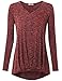 Timeson Women V Neck Short Sleeve High Low Mature Sweatheart Activewear Ruched Tunic Tops Large Wine