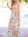DUNEA Women's Maxi Dress Floral Printed Autumn 3/4 Sleeve Casual Tunic Long Maxi Dress (Small, Peach)