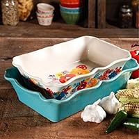 The Pioneer Woman Flea Market 2-Piece Decorated Rectangular Ruffle Top Ceramic Bakeware Set (Pack of 2)