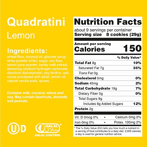 Loacker Quadratini Lemon bitesize Wafer Cookies LARGE Pack of 6