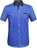 SSLR Men's Printing Pattern Casual Short Sleeve Shirt (Large, Royal Blue)