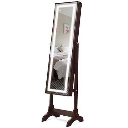 Amazon Com Giantex Mirrored Jewelry Cabinet Standing Jewelry