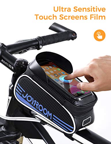 joyroom Bike Phone Mount Bag-Waterproof Bike Front Frame Handlebar Bag Bike Phone Holder Case Bicycle Accessories Pouch Sensitive Touch Screen Compatible with iPhone 11 XS Max XR 8 Plus Below 6.7\