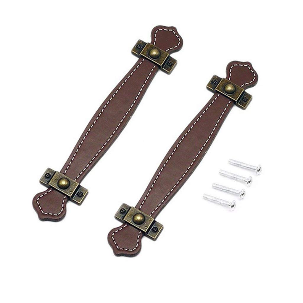 Pack of 2 Modern Style Surface Leather Furniture Handles, Leather Door Pull Handle (Brown)