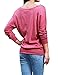 Allegra K Lady Boat Neck Batwing Sleeve Buttons Decor Blouse L Fuchsia