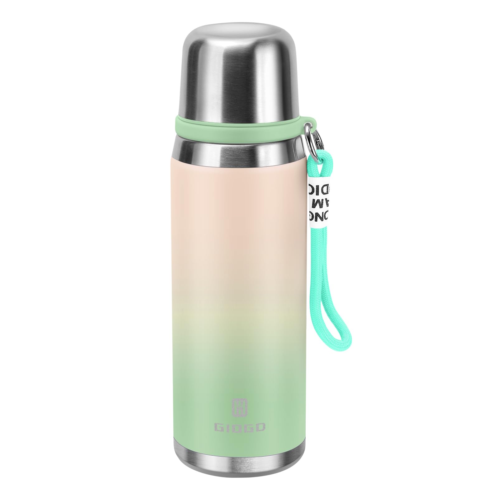Stainless Steel Flask with Cup 700ml/23.6oz Vacuum Insulated Thermo Bottle Keep hot and Cold Water Bottles Coffee flasks.£¨Gradient Green£©