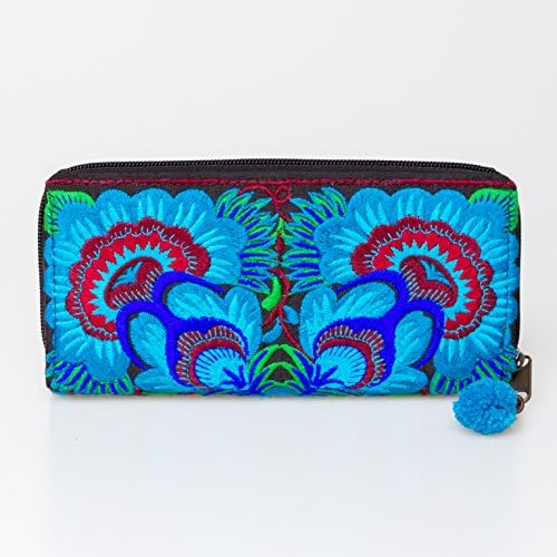 Changnoi Fair Trade Women's Wallet Hmong Tribal Flower Embroidered Thailand