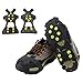 HoFire Ice Cleats for Shoes and Boots, Ice Snow Traction Cleats Grippers, Non Slip Shoe Ice Grippers,10 Steel Rubber Spikes Crampons Anti Easy Slip Studs Crampons Slip-on Stretch Footwear(Black, S)