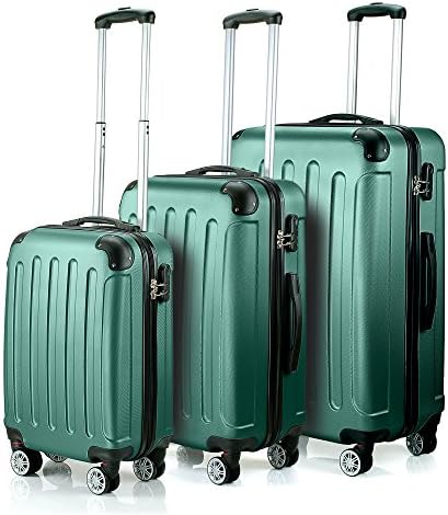Timmari Hard Lightweight ABS Luggage Set - 29" + 26" + 21" Premium Quality Sturdy &amp; Durable Hardshell - Double Wheels &amp; Protected Corners - Ultra Strong Zipper &amp; Number Lock (Metallic Green)