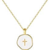 Easter Basket Stuffers Pearl Cross Necklace Faith Based Gifts for Daughter Sister Mom Religious Baptism Catholic Gift Christian Necklace for Granddaughter Grandma Confirmation Communion Easter Jewelry