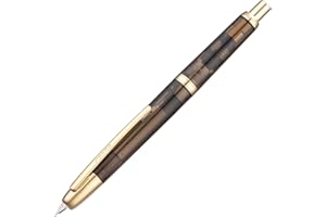 WIKULT Jinhao 20 Press Fountain Pen, Transparent Black Retractable Fine Nib with Ink Converter Set (Golden Clip)