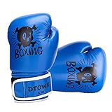 Dtown Kids Boxing Gloves 6oz Boys Gloves for Children Age 7 to 12 Years PU Leather Blue
