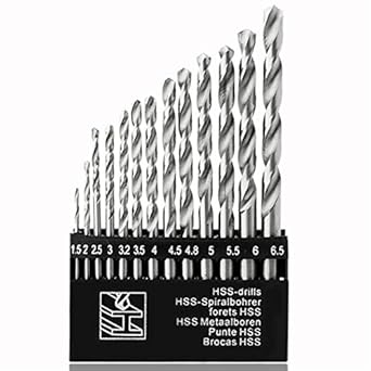 GSK High-Speed Steel Drill Bit Set 13 Pieces Drill Bits Set for Wood, Malleable Iron, Aluminium, Plastic Etc.