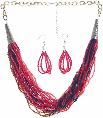 Lova Jewelry The Red and Black Panther. Necklace and Earrings Set
