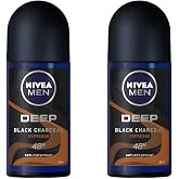 NIVEA MEN DEEP Black Carbon Espresso Anti-Perspirant Roll-On, 50 mL &mdash; 72-Hour Odor &amp; Sweat Protection, No Visible Black Residue, Long-Lasting Espresso Scent, Pack Of 2