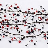 BESTTOYHOME 6' Long Artificial Americana Berry Garland in Red Blue Cream Patriotic Berry Twig Vine Garland for 4th of July Independence Day Memorial Day Rustic Primitive Decoration