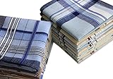 FTSUCQ Mens/Boys Gentleman Vintage Checkered Casual Hankie Cotton Handkerchiefs