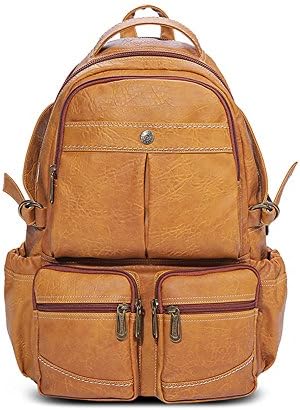 Yaoko Women Fashion college school bag Hiking travel backpack (Camel)