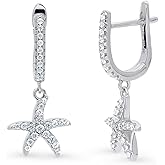 BERRICLE Sterling Silver Gold Flashed CZ Nature-Inspired Animal Stud/Dangle Earrings for Women - Trendy Minimalist Designs - Bat, Dragonfly, Hummingbird, Owl, Snake, Starfish