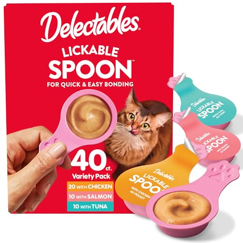 Delectables Lickable Spoon Handheld Wet Cat Treats Made with Real Tuna, Creamy…