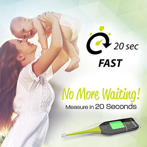 KeenHealth - Digital Thermometer - with Fever Alarm - Clinically Accurate Fever Thermometer - Approved for Adults and Kids - Oral and Rectal - Baby Thermometer - K-DT-429 Gray