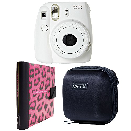 Nifty FK-M8WH84PK Fuji Instax Mini 8 Camera Kit with a Case (Black Plus Pink/Cheetah Album/White)
