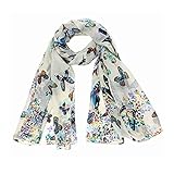 Bestpriceam Women Lady Chiffon Butterfly Print Neck Shawl Scarf Scarves Wrap Stole (White)