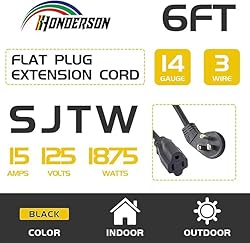 HONDERSON Flat Plug Indoor Extension Cord, UL