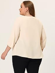 Agnes Orinda Women's Plus Size Tops Work Round Neck