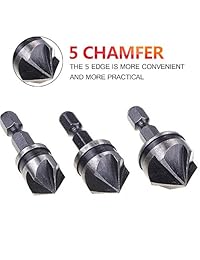 Yakamoz   Juego de 3 brocas hexagonales de 1 4 pulgadas, 5 flautas de 90 grados, 0.472 in, 0.630 in, 0.748 in