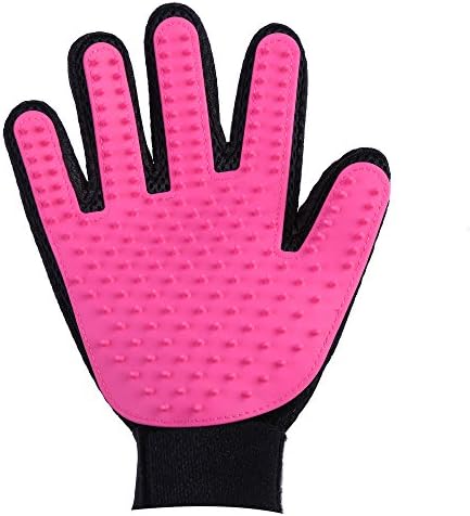 Global Epworth Better Petter Dog &amp; Cat Brush Glove - Gentle Grooming Mitt Your Pet Will Love (Pink right hand)