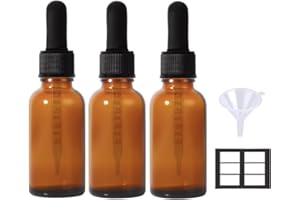 Stellacare 1oz, 3 P, Oil Bottle,Dropper Bottle, Amber Oil Eye Dropper, Droppers for Oils, Leak Proof Travel Bottles