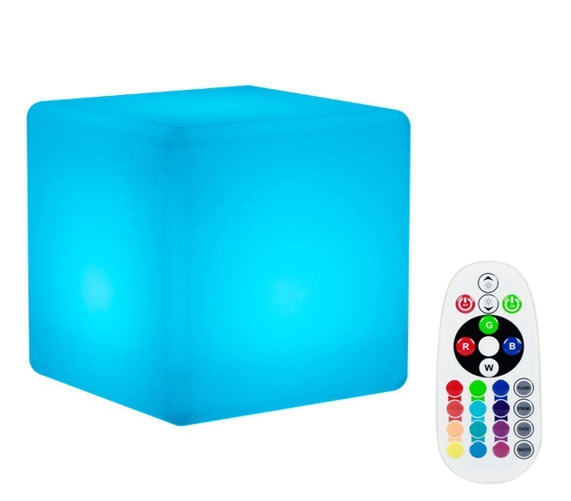 DINOWIN LED Cube Mood Light, Rechargeable Bedside Night Lamp Light,Remote Control LED Decorative Light,16 Color Change Lights with 4 Flash Modes, Lighting for Party,Wedding,Bedroom,Garden(20CM/7.9'')