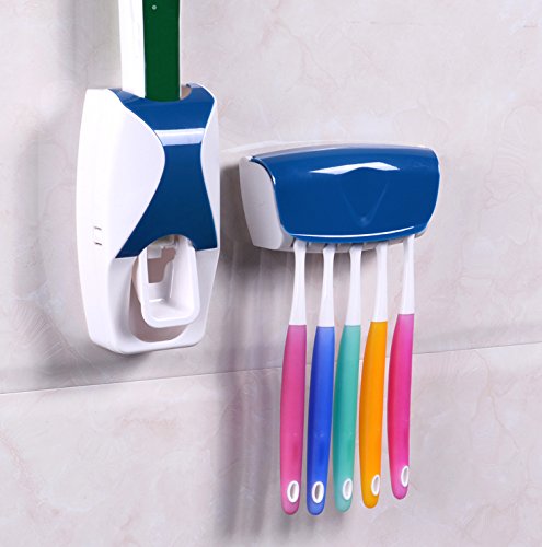 WAYCOM Dust-proof Toothpaste Dispenser Toothpaste Squeezer Kit (Blue)