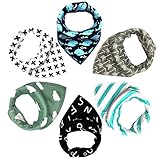MIBOW Bandana Baby Bibs Set,Cool Design for Boys,Drool Bibs for Drooling and Teething,100% Organic Super Absorbent Cotton,Baby Shower and Newborn Registry Gift,6-Pack