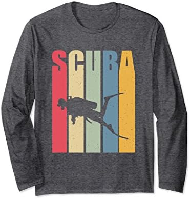 Unisex Vintage Scuba Diving Long Sleeve T-Shirt XL: Dark Heather
