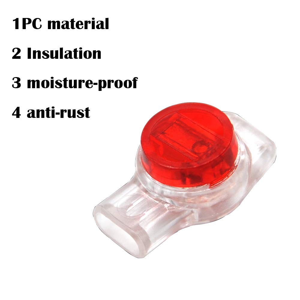 CTRICALVER lock UR connector Telephone line connection Bundling connector 3 port / 3 core set 50 pieces(Red) - Image 3