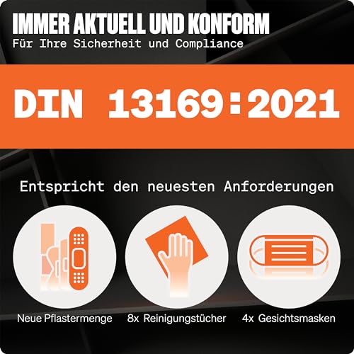 Erste Hilfe Nachfüllset DIN 13169:2021 inkl. Erste Hilfe Anleitung - Verbandskasten Nachfüllset DIN 13169 mit praktischen Innentaschen - DIN 13169 Nachfüllset für Betriebe - Verbandsmaterial Set thumbnail 2