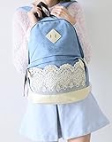 Oryer Girl's Lace Travel Leisure Canvas Backpack for Student Blue