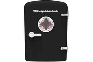 Frigidaire Retro 9-Can Mini Personal Fridge Portable Cooler for Car, Office, Bedroom, Dorm Room, or Cabin, 11.8" D x 7.1" W x 10.1" H, BLACK