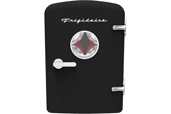 Frigidaire Retro 9-Can Mini Personal Fridge Portable Cooler, 11.8" D x 7.1" W x 10.1" H, Black