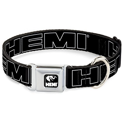 Buckle-Down Seatbelt Buckle Dog Collar - HEMI Bold Outline Black/White - 1.5
