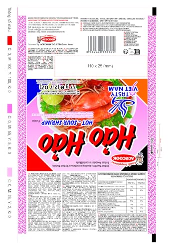 HAO HAO MI TOM CHUA CAY (HOT SOUR SHRIMP FLAVOR NOODLE) – 2.7OZ [PACK OF 30]
