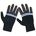 LETHMIK Mens Mix Knit Gloves Winter Touch Screen Texting Magic Glove with Warm Wool Lining Black & Grey