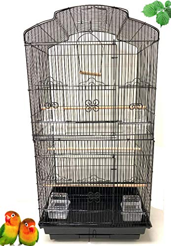 Canary Parakeet Cockatiel Lovebird Finch Bird Cage – 18″ Length x 14″ Depth x 35″ Height (Black)