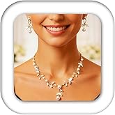 Kilshye Pearl Bridal Wedding Jewelry Set Rhinestone Necklace Earrings Sets Prom Costume Jewelry for Women