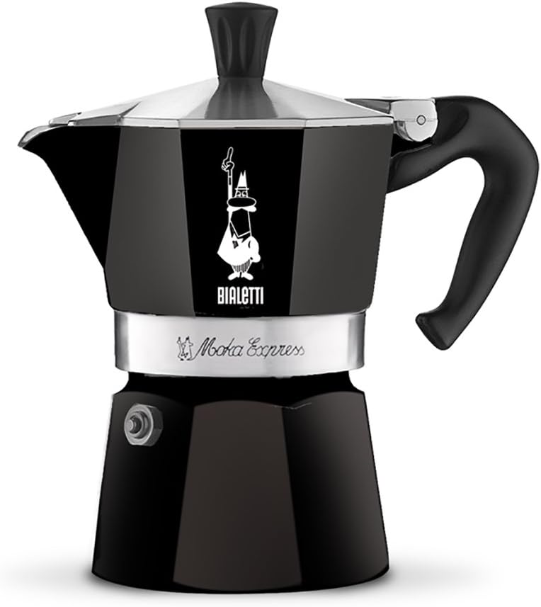 Bialetti Moka Express Black Caffettiera, Alluminio, Nero, 1 Tazza