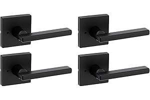 Kwikset Halifax Interior Privacy Door Handle with Lock, Door Lever for Bathroom and Bedroom, Matte Black, Reversible Keyless Turn Lock, with Microban Protection, 4 Pack